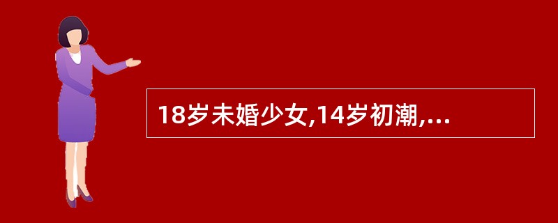 18岁未婚少女,14岁初潮,月经周期不规则,25日至60日,每次经期可达10余日