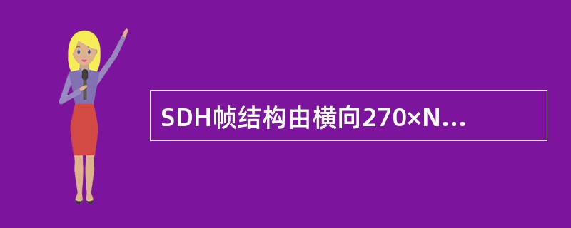 SDH帧结构由横向270×N列和纵向9行8字节组成。每秒钟传送8000帧,则ST