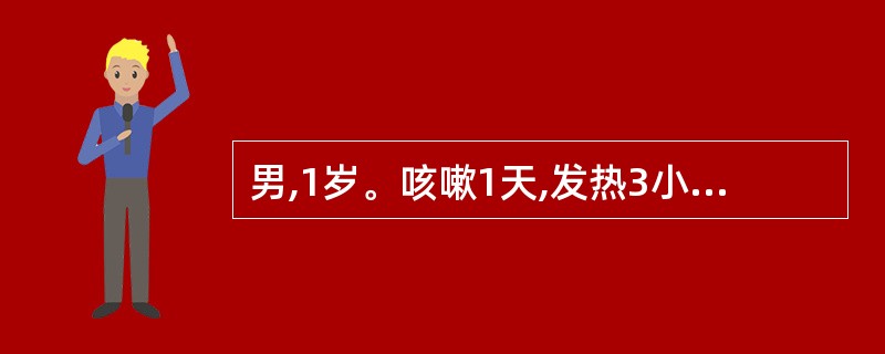 男,1岁。咳嗽1天,发热3小时,T3℃,就诊过程中突然双眼上翻,肢体强直,持续1