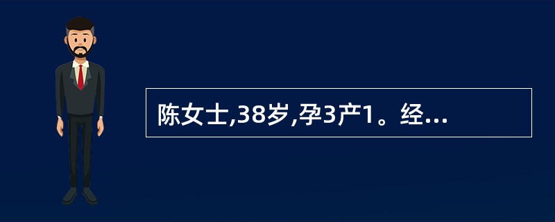 陈女士,38岁,孕3产1。经量增多、经期延长1年,加重1个月。临床拟诊为子宫肌瘤