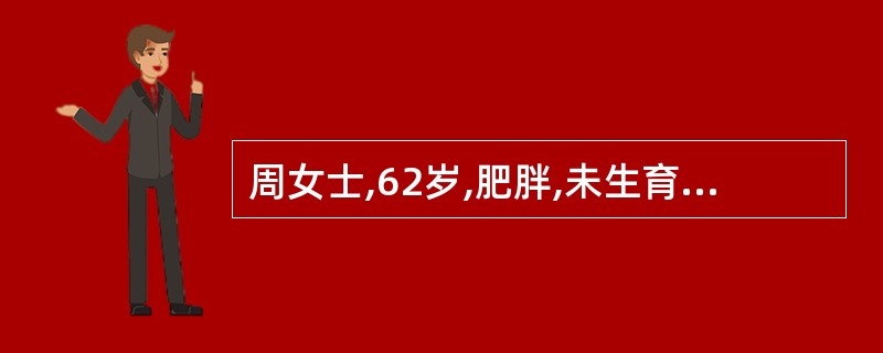 周女士,62岁,肥胖,未生育,绝经10年,阴道不规则出血1年。临床考虑为子宫内膜