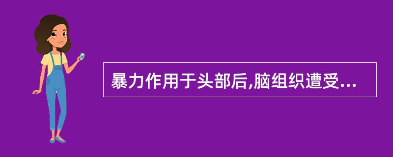 暴力作用于头部后,脑组织遭受破坏较轻,软脑膜尚完整,为A、脑裂伤B、脑挫伤C、脑