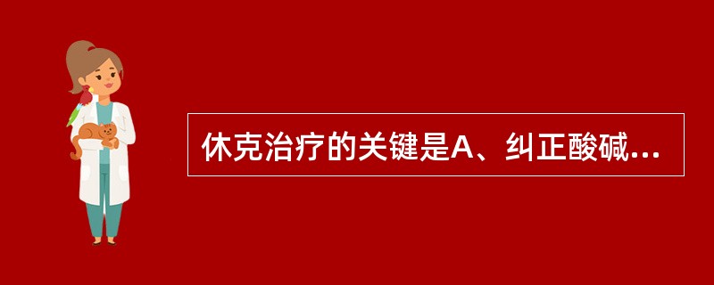 休克治疗的关键是A、纠正酸碱失衡B、补充血容量C、应用肾上腺皮质激素D、应用血管