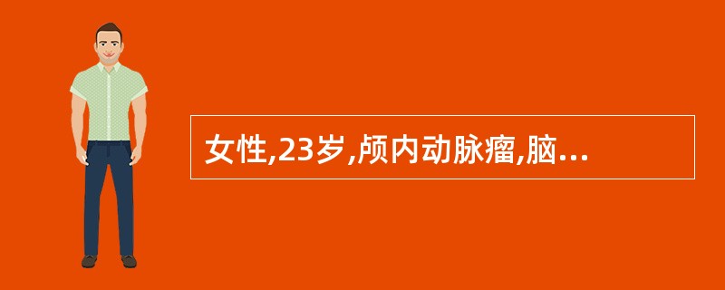 女性,23岁,颅内动脉瘤,脑血管造影显示动脉瘤位于Willis环前部,此病人术前