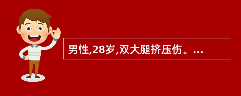 男性,28岁,双大腿挤压伤。测得血清钾5.9mmol£¯L,脉搏50次£¯分,并