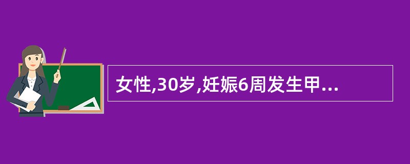 女性,30岁,妊娠6周发生甲状腺机能亢进,甲状腺肿大伴有局部压迫症状,选择下列叨