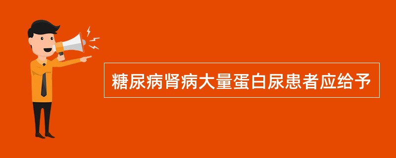 糖尿病肾病大量蛋白尿患者应给予