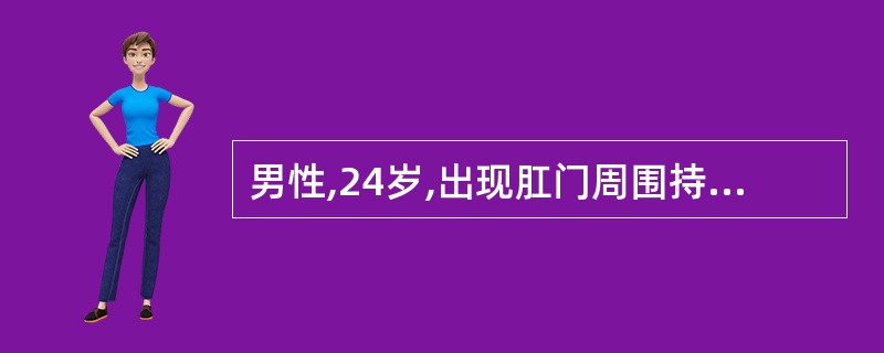 男性,24岁,出现肛门周围持续性跳痛,皮肤硬结红肿4天,并有局部压痛,可能出现了