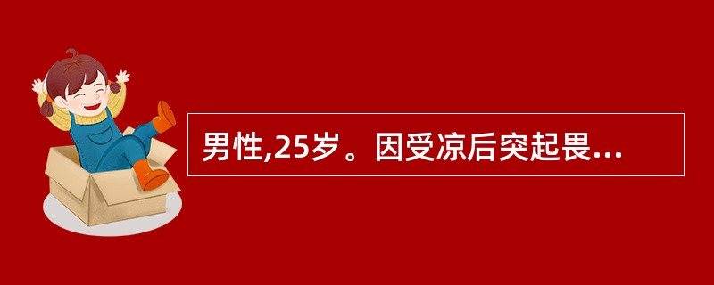 男性,25岁。因受凉后突起畏寒、发热,体温39.2℃,左侧胸痛伴咳嗽,咳少量铁锈