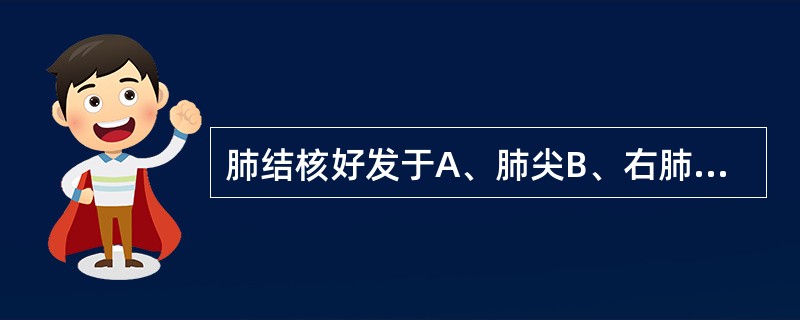 肺结核好发于A、肺尖B、右肺中叶C、左肺中叶D、右肺下叶E、左肺下叶