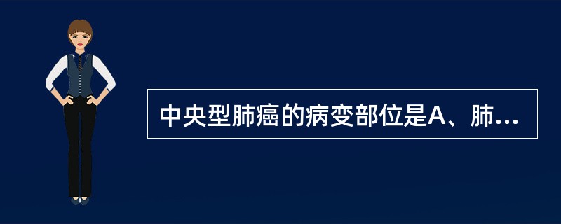 中央型肺癌的病变部位是A、肺门部B、段支气管C、段以下支气管D、段支气管以上至主