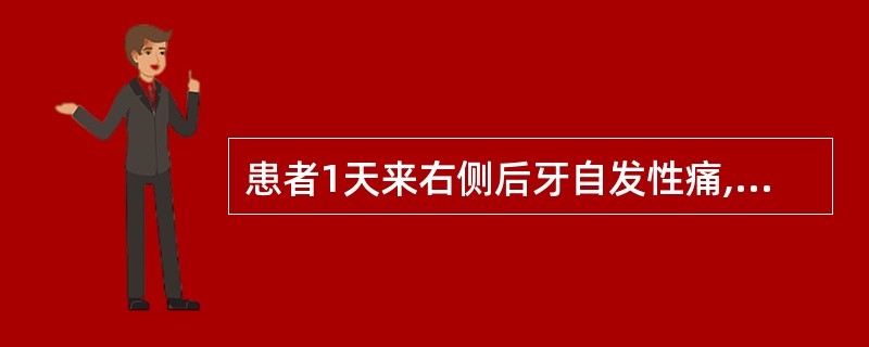 患者1天来右侧后牙自发性痛,夜间加重。查见右上第二前磨牙近中深龋。确定患牙诊断的