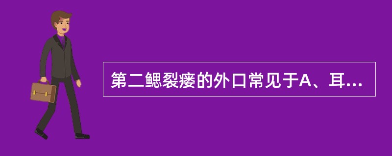 第二鳃裂瘘的外口常见于A、耳垂周围B、下颌角处C、胸锁乳突肌前缘中1£¯3与上1