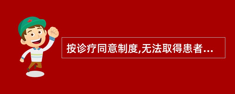 按诊疗同意制度,无法取得患者意见又无家属或者关系人在场,或者遇到其他特殊情况时.