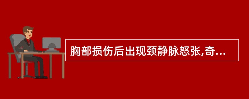 胸部损伤后出现颈静脉怒张,奇脉,血压下降,脉压差变小,此时首先应想到( )A、张