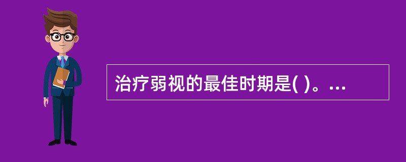 治疗弱视的最佳时期是( )。 a、0£­3岁 b、3£­6岁 c、6£­9岁 -