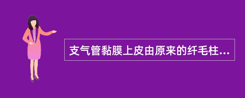 支气管黏膜上皮由原来的纤毛柱状上皮转化为鳞状上皮,属于A、增生B、再生C、化生D