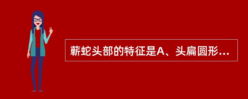 蕲蛇头部的特征是A、头扁圆形,鼻孔大,椭圆形B、头扁圆形,吻端向上突出C、头扁三