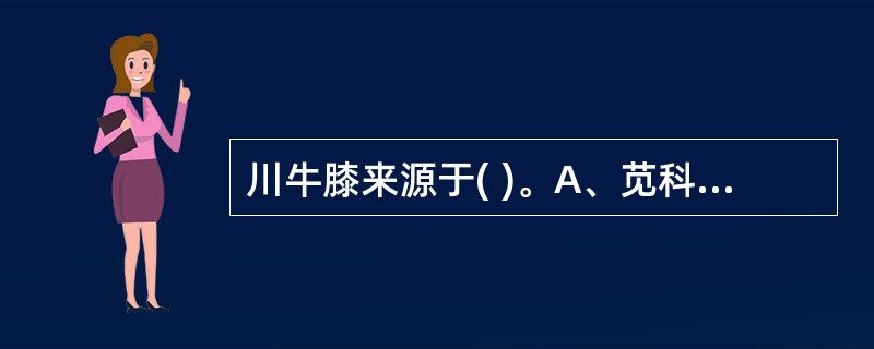 川牛膝来源于( )。A、苋科B、唇形科C、石竹科D、商陆科E、伞形科