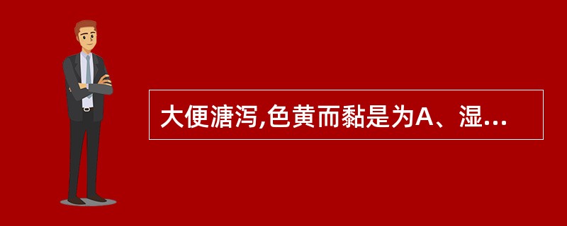 大便溏泻,色黄而黏是为A、湿热蕴肠B、脾肾阳虚C、宿食内停D、肠有郁热E、寒湿内