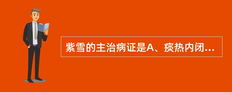 紫雪的主治病证是A、痰热内闭心包证B、热闭内陷心包证C、热盛动风证D、暑令时疫E