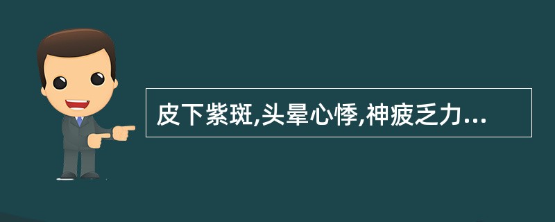 皮下紫斑,头晕心悸,神疲乏力,纳少,舌淡苔白,脉细,宜诊断为