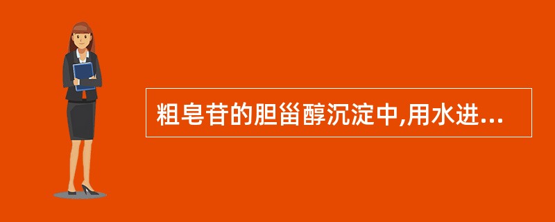 粗皂苷的胆甾醇沉淀中,用水进行洗涤得