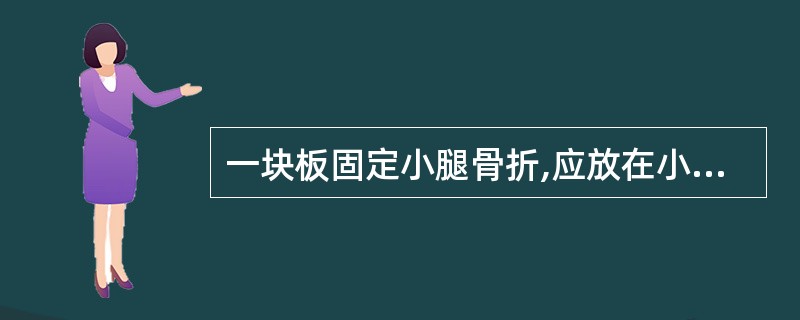 一块板固定小腿骨折,应放在小腿的: