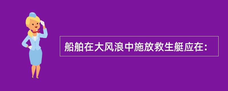 船舶在大风浪中施放救生艇应在: