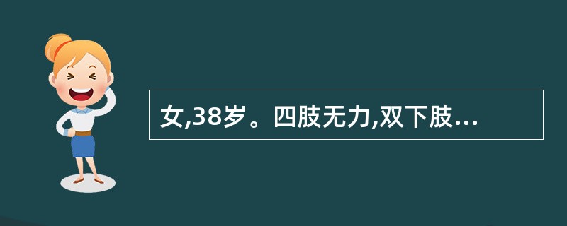 女,38岁。四肢无力,双下肢浮肿及皮下出血点2月,查尿蛋白(£«£«),红细胞