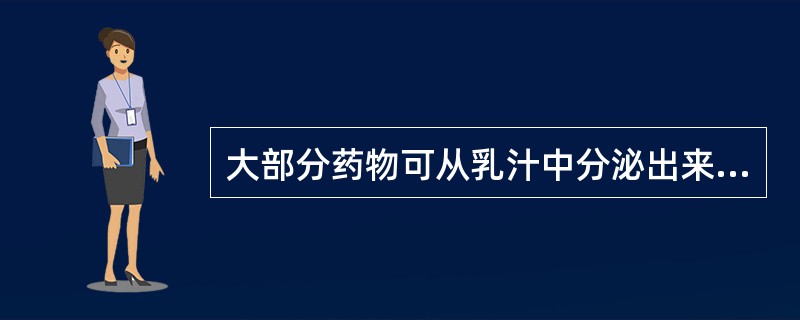 大部分药物可从乳汁中分泌出来,但浓度较低,其乳汁中的药量不超过日摄入药量的A、0