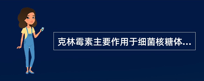 克林霉素主要作用于细菌核糖体A、30S亚基B、50S亚基C、60S亚基D、70S