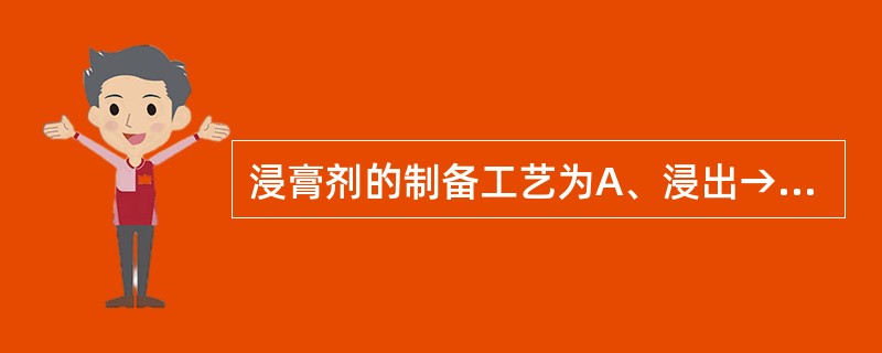 浸膏剂的制备工艺为A、浸出→净化→浓缩→分装→入库B、浸出→精制→浓缩→干燥→调