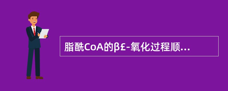 脂酰CoA的β£­氧化过程顺序是A、硫解,加水,脱氢,再加水B、硫解,脱水,脱氢