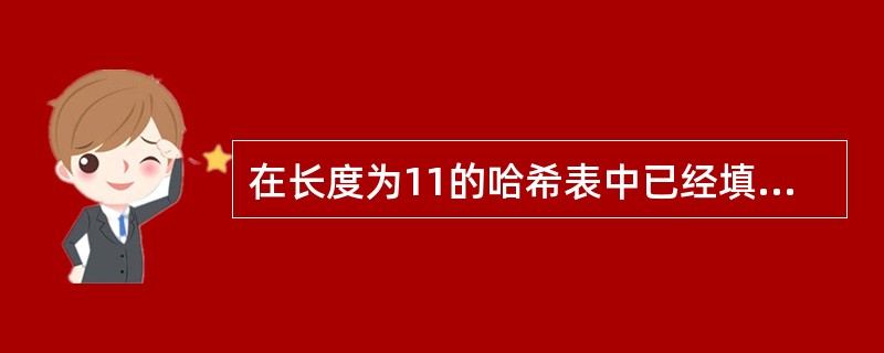 在长度为11的哈希表中已经填有关键字28、49、40,现有关键字为38的记录,若