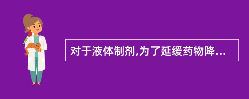 对于液体制剂,为了延缓药物降解不可采用的措施是A、调节pHB、充入惰性气体C、制