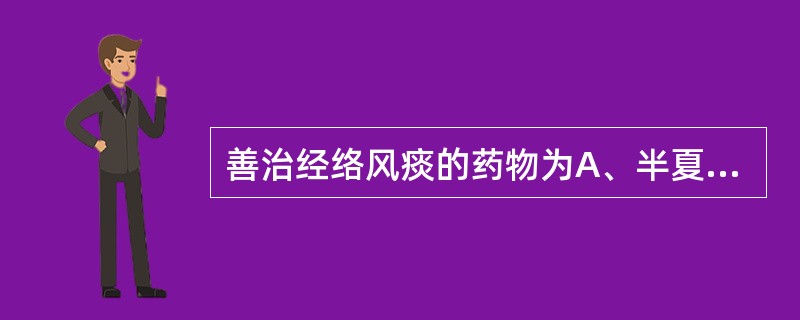 善治经络风痰的药物为A、半夏B、天南星C、旋覆花D、白芥子E、皂荚