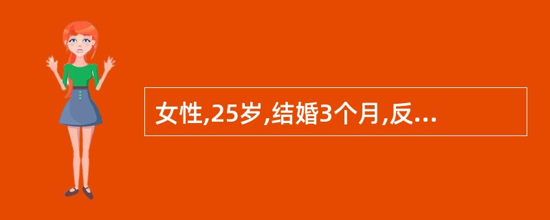 女性,25岁,结婚3个月,反复尿频、尿急、尿痛2个月,应诊断为A、急性肾盂肾炎B