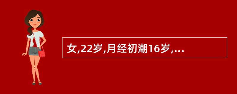 女,22岁,月经初潮16岁,痛经6年,每于经期出现小腹冷痛,喜温喜按,经量少、色