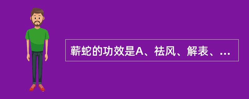 蕲蛇的功效是A、祛风、解表、止痛B、祛风、通络、利尿C、祛风、活络、定惊D、祛风
