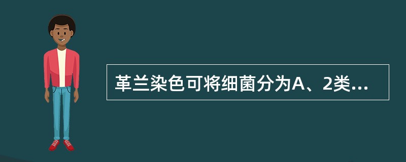 革兰染色可将细菌分为A、2类B、3类C、4类D、5类E、6类