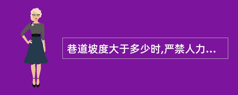 巷道坡度大于多少时,严禁人力推车。()