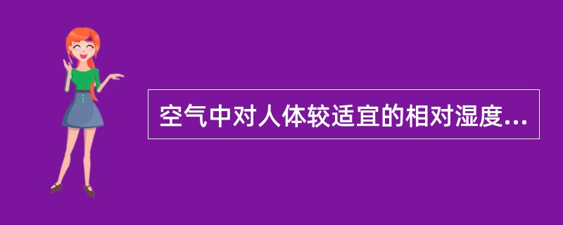 空气中对人体较适宜的相对湿度为50%——60%。