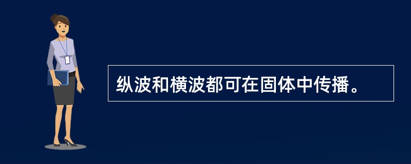 纵波和横波都可在固体中传播。