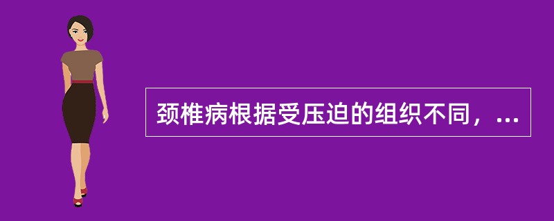 颈椎病根据受压迫的组织不同，分为三型即、（）、（）、（）。