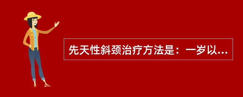 先天性斜颈治疗方法是：一岁以内（），一岁以后以（）为主。