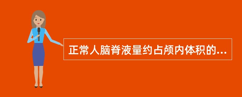 正常人脑脊液量约占颅内体积的（）