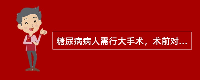 糖尿病病人需行大手术，术前对高血糖的处理是：（）。