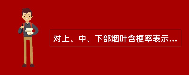 对上、中、下部烟叶含梗率表示正确的是（）。