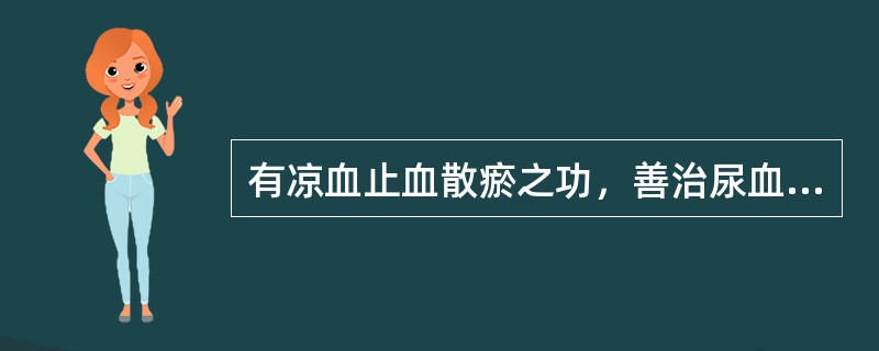 有凉血止血散瘀之功，善治尿血的药物是（）。